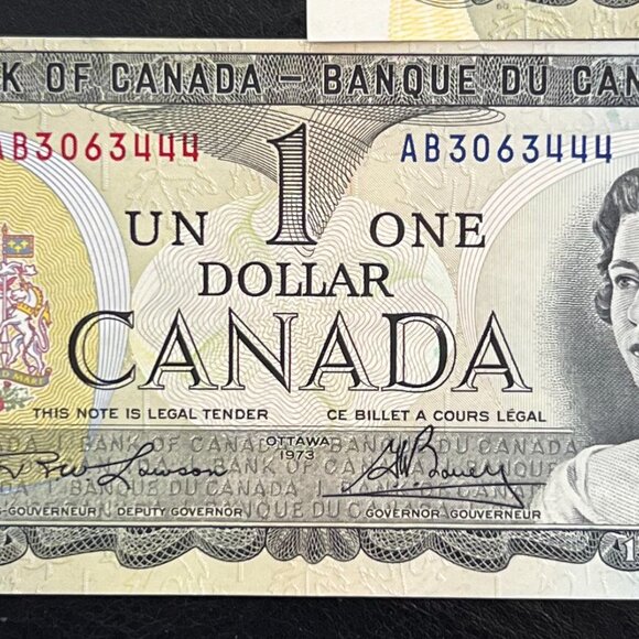 Great Set of Sequential Serial Number Uncirculated Canada 5 x 1973 $1 bills! - Picture 10 of 16